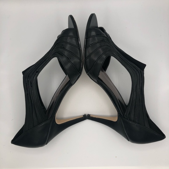 ANN MARINO OPEN TOE BLACK PUMPS - Picture 8 of 13